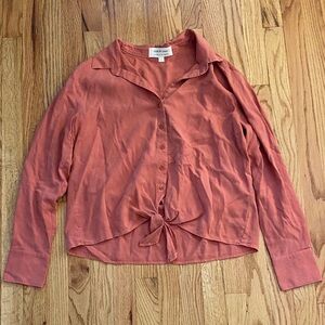 cloth & stone Rust Front-Tie Button Down Blouse